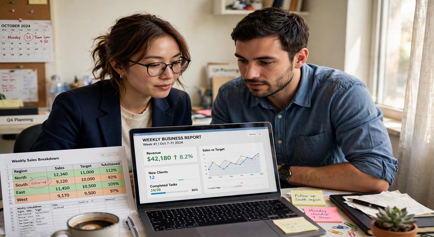 Weekly business reporting dashboard